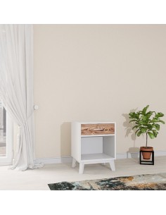 Chevet en bois massif blanc 2