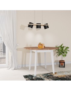 Table ronde bois massif, pieds blancs 2