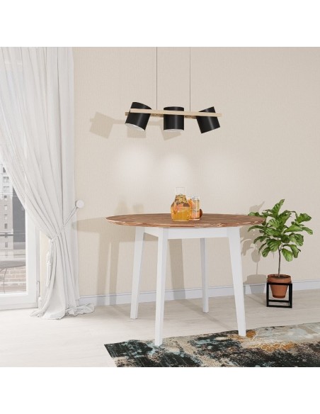 Table ronde bois massif, pieds blancs