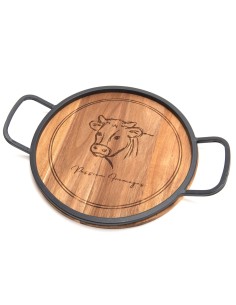 Plateau rond en bois et métal