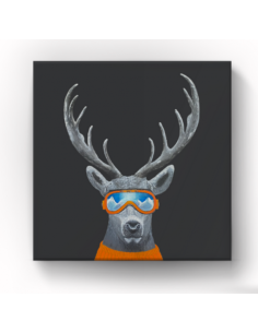 Tableau cerf à lunettes en suédine