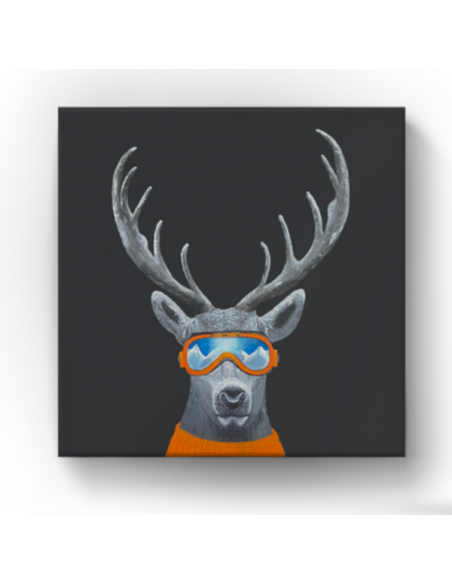 Tableau cerf à lunettes en suédine