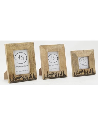 Cadre photo bois cerf S