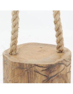 Cale porte rond  en teck avec corde 2