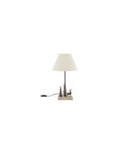 Lampe en métal et bois cerf et sapins 2