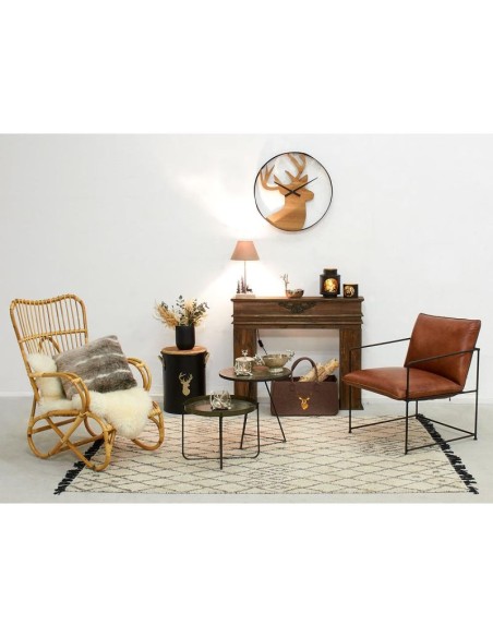 Lampe en métal et bois cerf et sapins