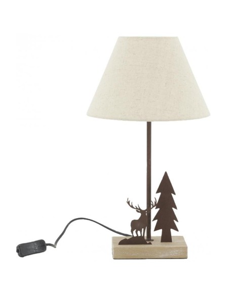 Lampe en métal et bois