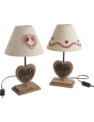 Lampe en bois motif coeur