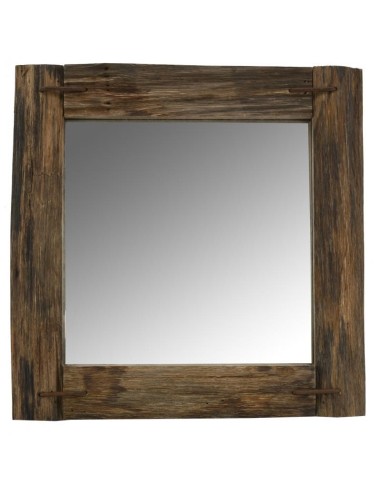 Miroir carré en bois recyclé rustique