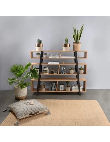 Bibliothèque chêne et métal