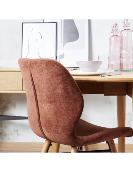 Chaise tissu soft touch acajou
