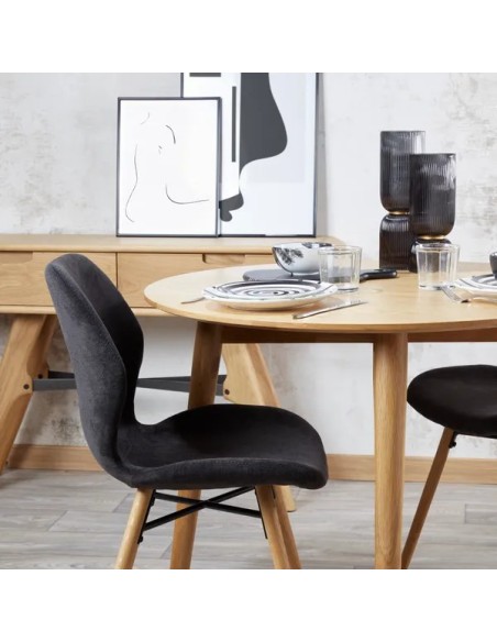 Chaise tissu soft touch noir