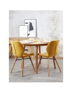 Chaise tissu soft touch moutarde 2