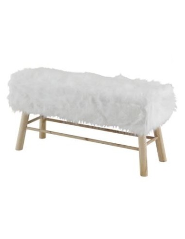 Banc Fausse Fourrure Blanc | Meubles Mathieu