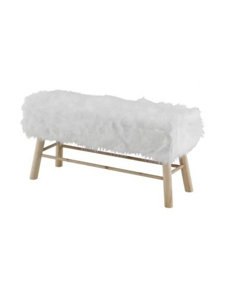 Banc Fausse Fourrure Blanc | Meubles Mathieu