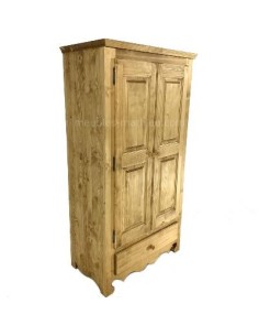Armoire 2 portes 1 tiroir en pin massif huilé 2