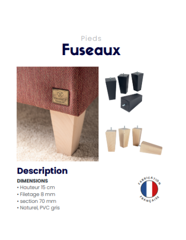 Pieds fuseaux bois naturel