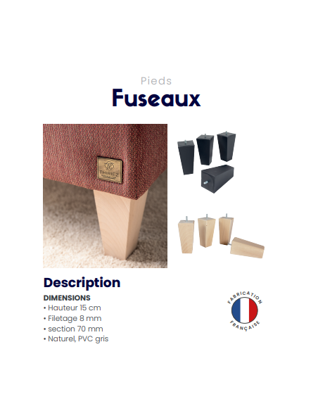 Pieds fuseaux bois naturel