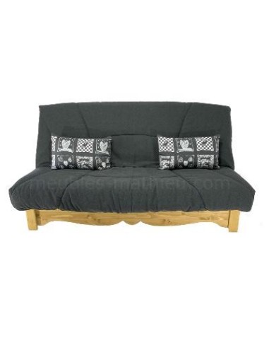 Banquette Clic-Clac style montagne Bali Anthracite, matelas BULTEX 15c