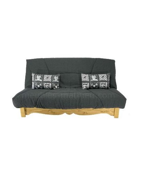 Banquette Clic-Clac style montagne Bali Anthracite, matelas BULTEX 15c