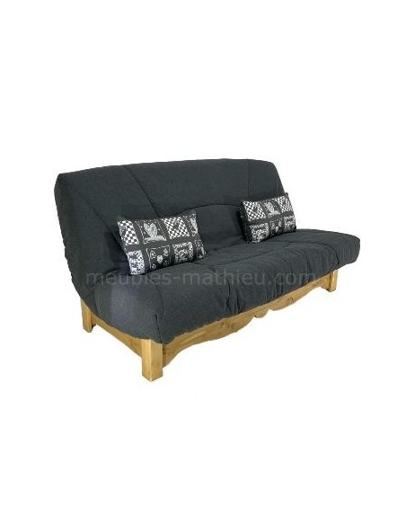 Banquette Clic-Clac style montagne Bali Anthracite, matelas BULTEX 15c
