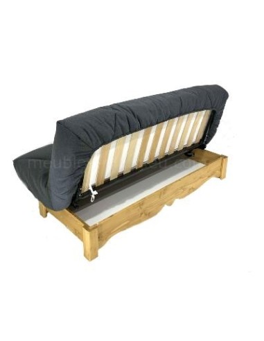 Banquette Clic-Clac style montagne Bali Anthracite, matelas BULTEX 15c