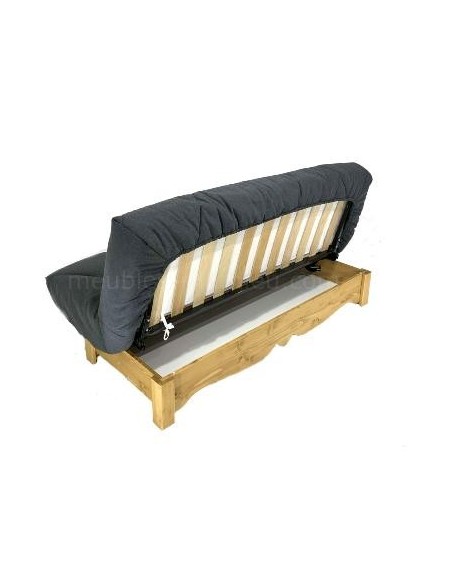 Banquette Clic-Clac style montagne Bali Anthracite, matelas BULTEX 15c