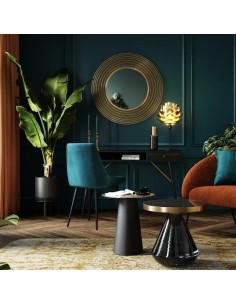 Chaise tissu velours bleu 2