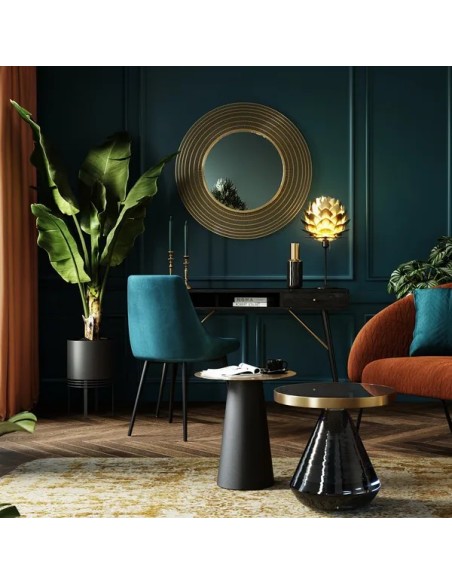 Chaise tissu velours bleu