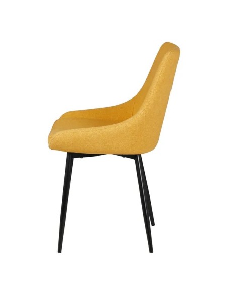 Chaise tissu tissu jaune moutarde