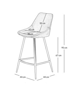 Chaise snack tissu velours cognac 2