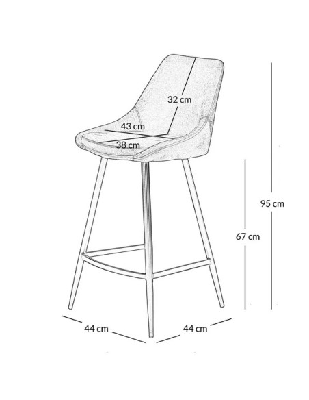 Chaise snack tissu gris foncé effet daim