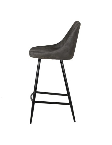 Chaise snack tissu gris foncé effet daim