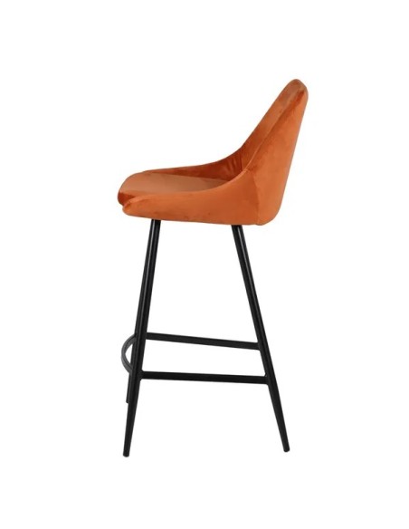 Chaise bar tissu velours cognac