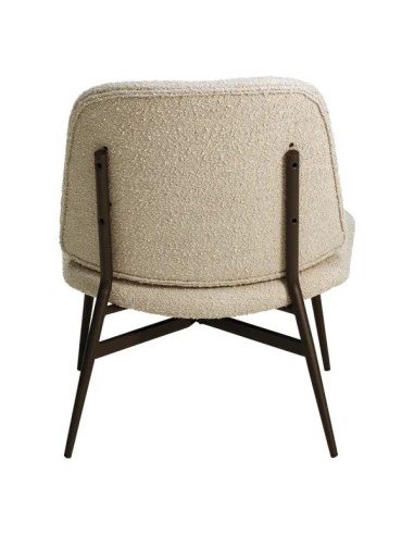 Fauteuil bas beige bouclette pieds métal noir