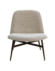 Fauteuil bas blanc bouclette pieds métal noir