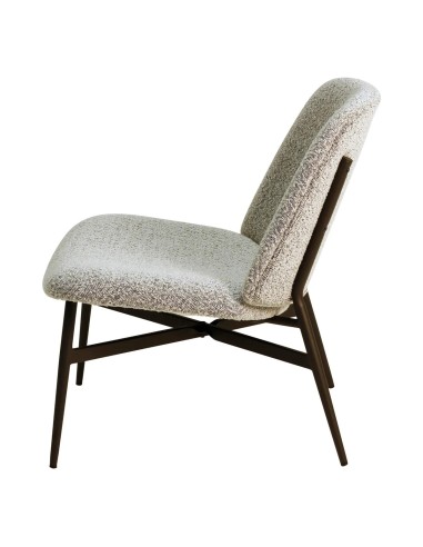 Fauteuil bas blanc bouclette pieds métal noir