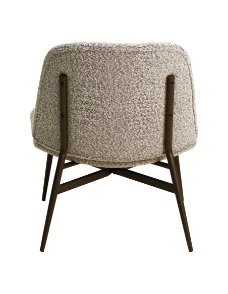 Fauteuil bas blanc bouclette pieds métal noir