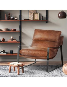 Fauteuil confort havane, structure métal noir 2