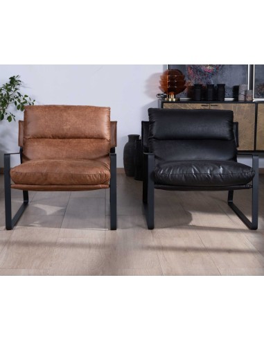 Fauteuil confort noir, structure métal noir