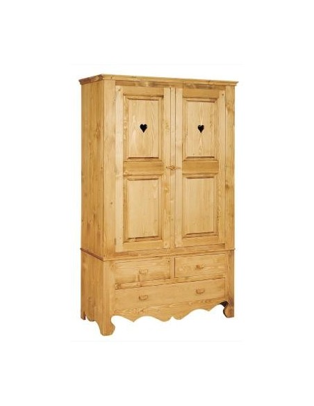 Armoire 2 portes et 3 tiroirs en pin massif huilé.