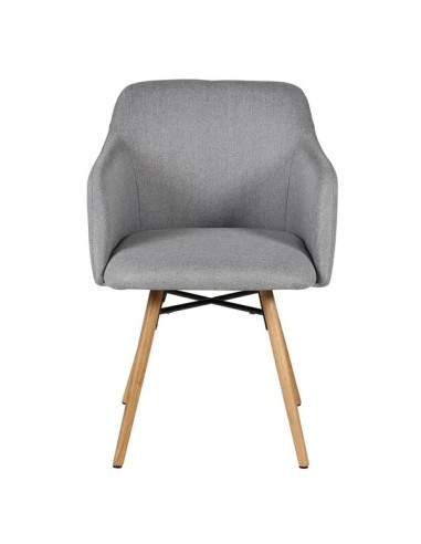 Fauteuil tissu gris clair avec accoudoirs