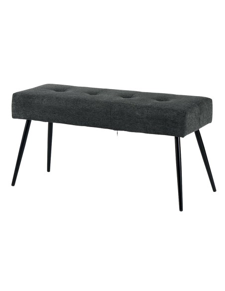 Banc tissu gris foncé, pieds métal noir
