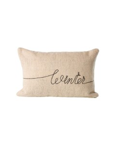 Coussin décoratif broderie winter en coton écru