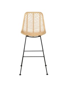 Chaise plan de travail en rotin et métal