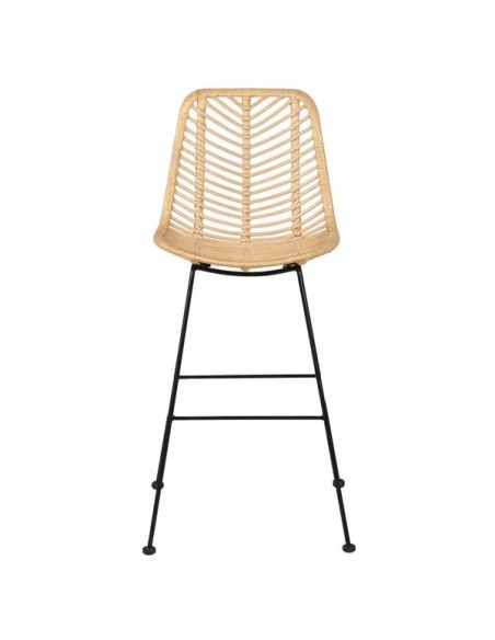 Chaise plan de travail en rotin et métal