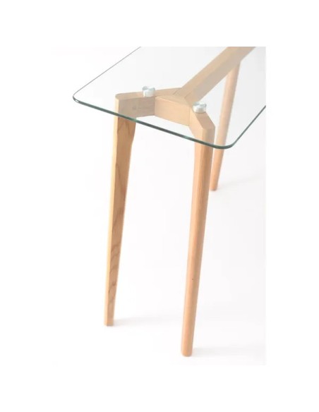 Console en verre et chêne massif