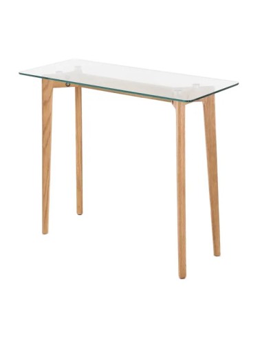 Console en verre et chêne massif
