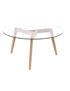 Table basse en verre et chêne massif