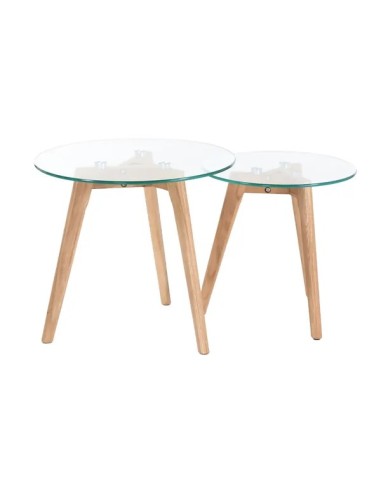 Tables basses gigognes en verre et chêne massif
